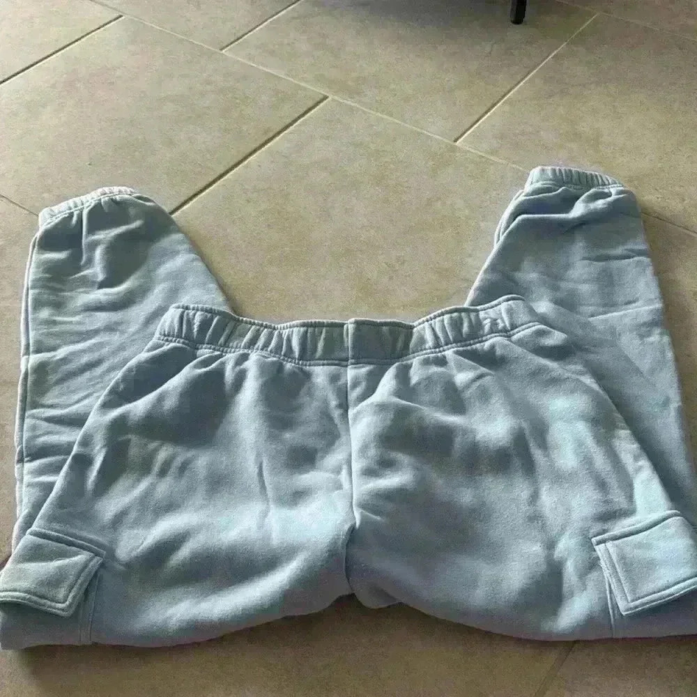Luxury Light Blue Men’s Fleece Sweatpants with Cargo Pocket